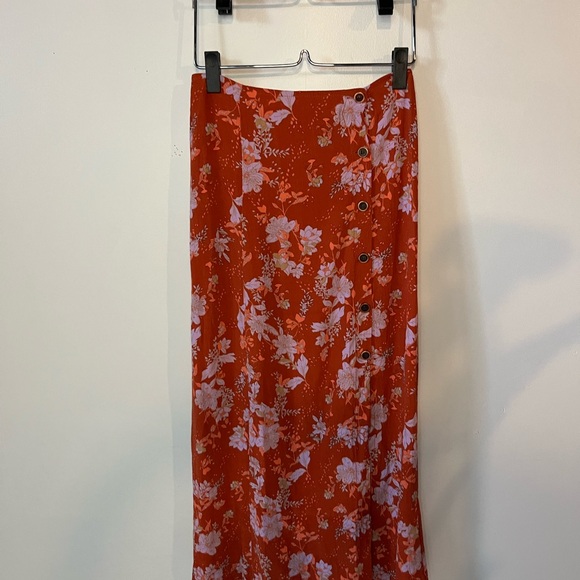 Free People Retro Love Printed button front midi skirt women’s cottagecore fairy - Picture 5 of 12